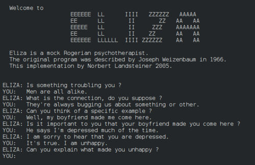 Samtale med ELIZA/DOCTORS programmet
