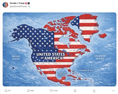 7/9 2026. Trump planter USA's flag i Canada og Grønland